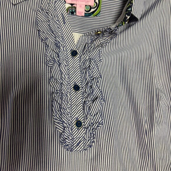 Lilly Pulitzer Dress, Blue and White Striped, ADORABLE!!!! SIZE 12, EUC. - Picture 8 of 16